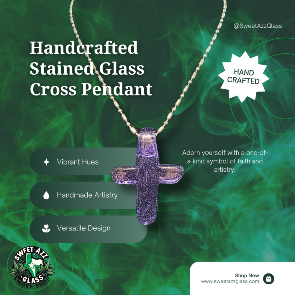 Pendant / Cross 7 Handcrafted Stained Glass Cross Pendant - Purple