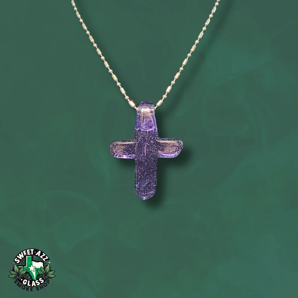 Pendant / Cross 8 Handcrafted Stained Glass Cross Pendant - Purple (2)