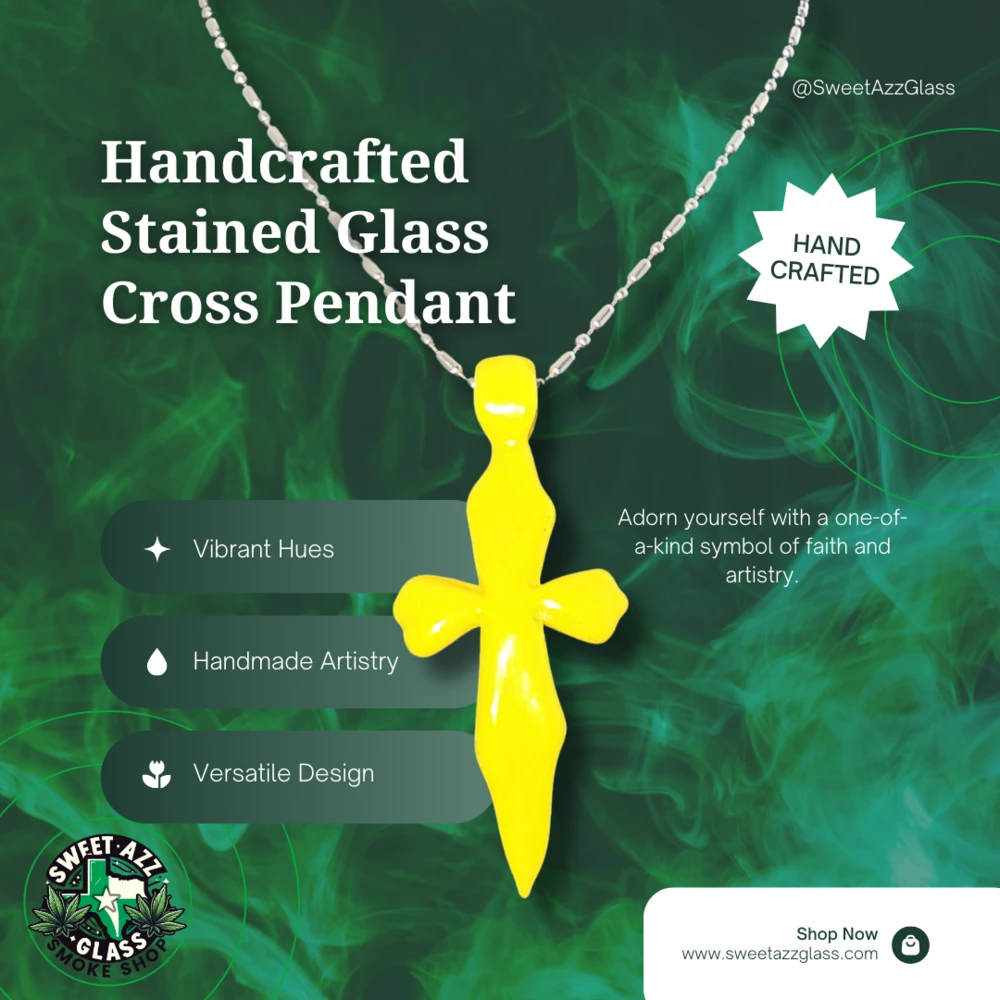 Pendant / Cross 4 Handcrafted Stained Glass Cross Pendant - Yellow