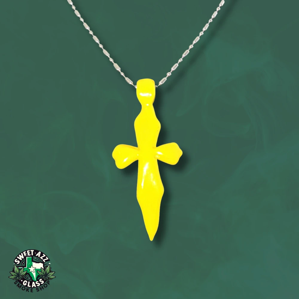 Pendant / Cross 5 Handcrafted Stained Glass Cross Pendant - Yellow (2)