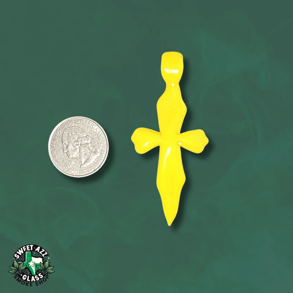 Pendant / Cross 6 Handcrafted Stained Glass Cross Pendant - Yellow (3)