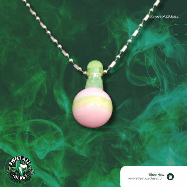 Swirl Glass Pendant Pink and Green Sphere